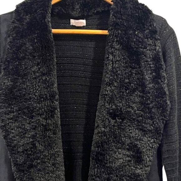 WestPort metallic Black Faux Fur Cardigan Size XS - Picture 3 of 6
